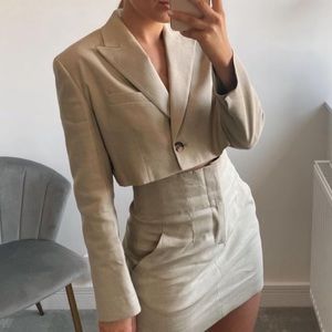 ZARA never worn cropped blazer - beige/taupe